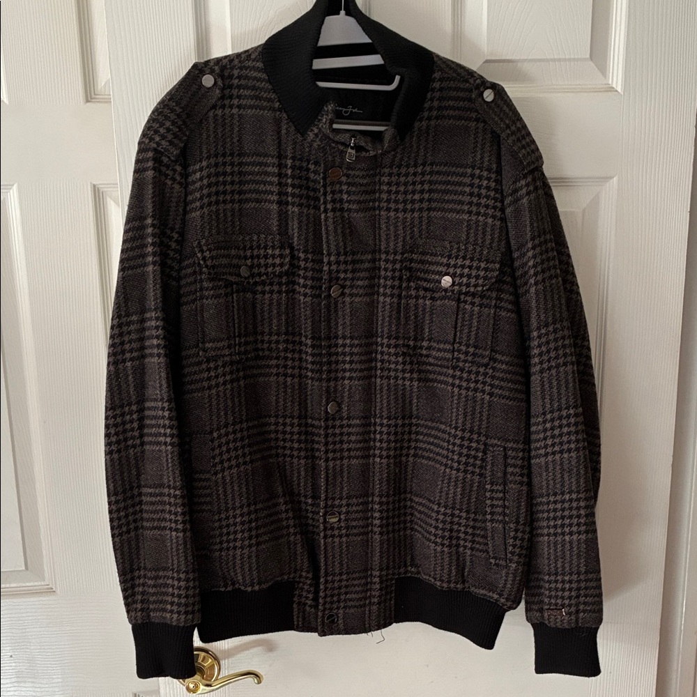 Sean John Dark Plaid Bomber Jacket